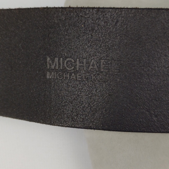 Michael Kors Black Leather Belt with Silver Buckle. main image 7